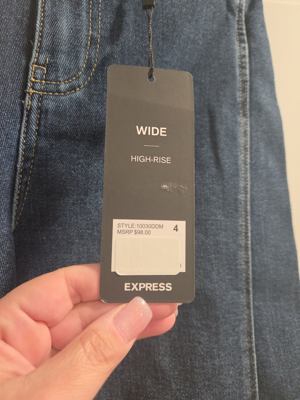 Express Dark Blue High-Rise Wide Leg Jeans NWT - Picture 5 of 8